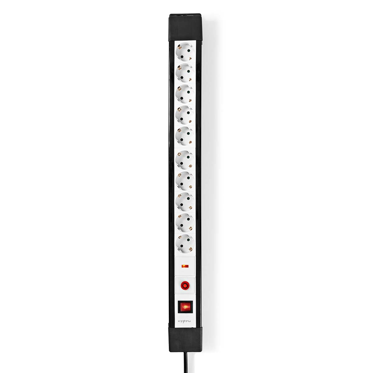 Nedis - Overspænding Beskyttet Extension Socket | 10-vejs | Stikprop med sidebens jord / Type F (CEE 7/7) | 3.00 m | 3680 W | 16 A | Slags jordforbindelse: Sidekontakter | Kontakt Vinkel: 45 ° | H05VV-F 3G1.5 mm² | Indbygget on/off-knap (tænd/sluk) | H...