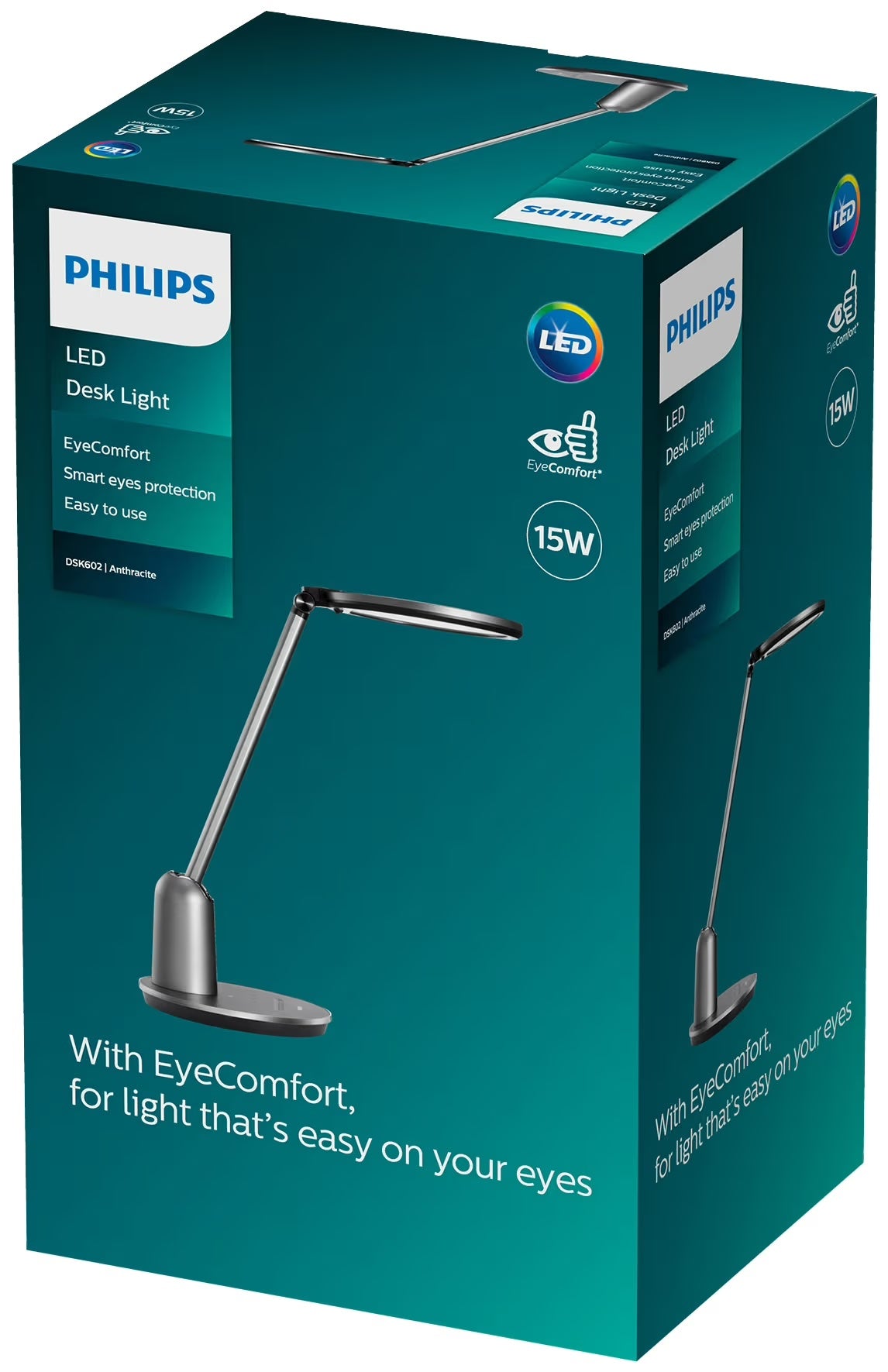 Philips skrivebordslampe Einstein DSK602 15W 3000-5500K - MørkeGrå