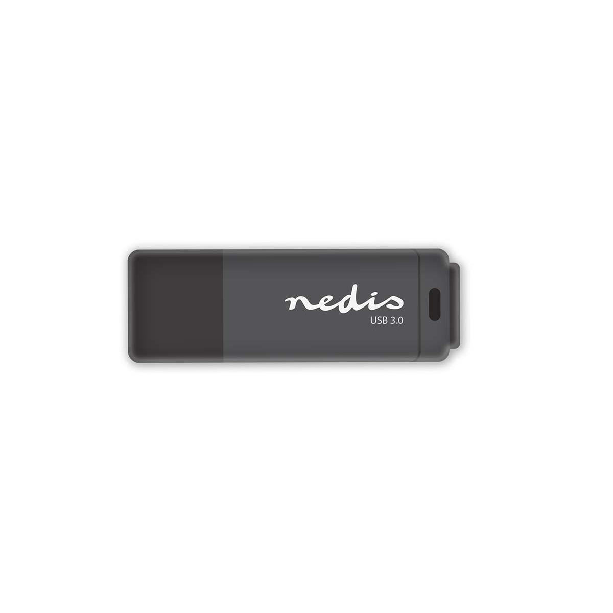 Nedis flashdrev med 64 GB kapacitet USB Type-A designet i sort med en læsehastighed på 80 MB/s og en skrivehastighed på 10 MB/s