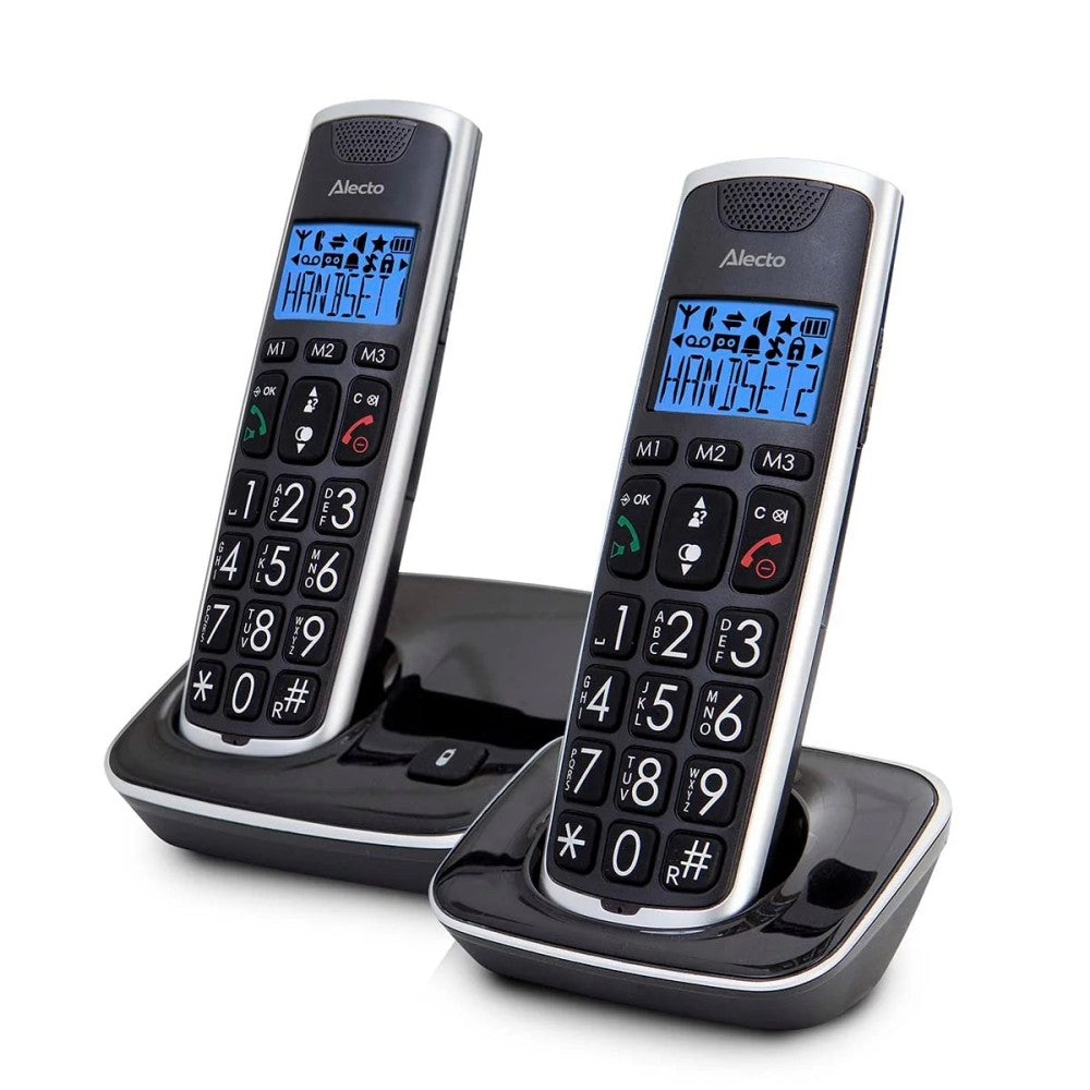 Alecto - Senior DECT-telefon med store taster og 2 håndsæt, sort - FX-6020