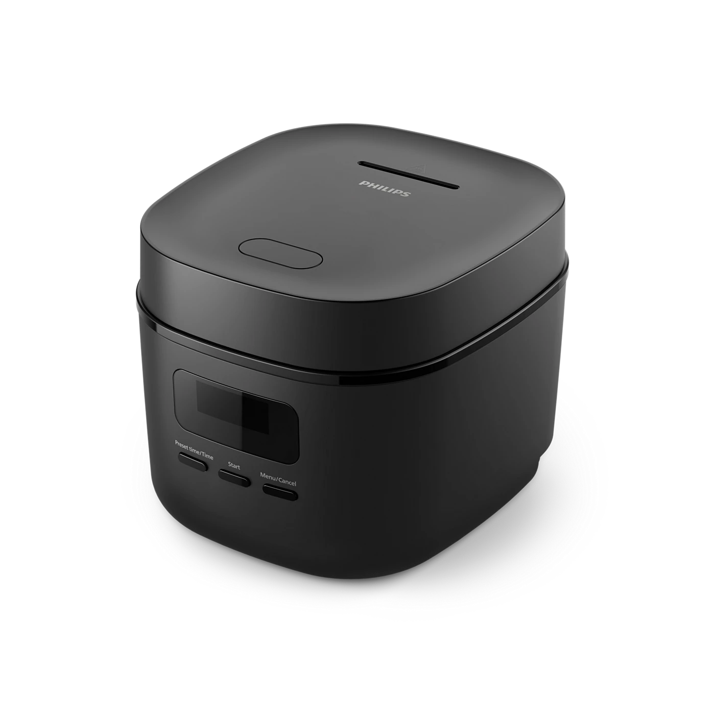 Philips Riskoger HD3080/80 i sort med tydelige knapper til indstilling og en digital displayskærm på fronten