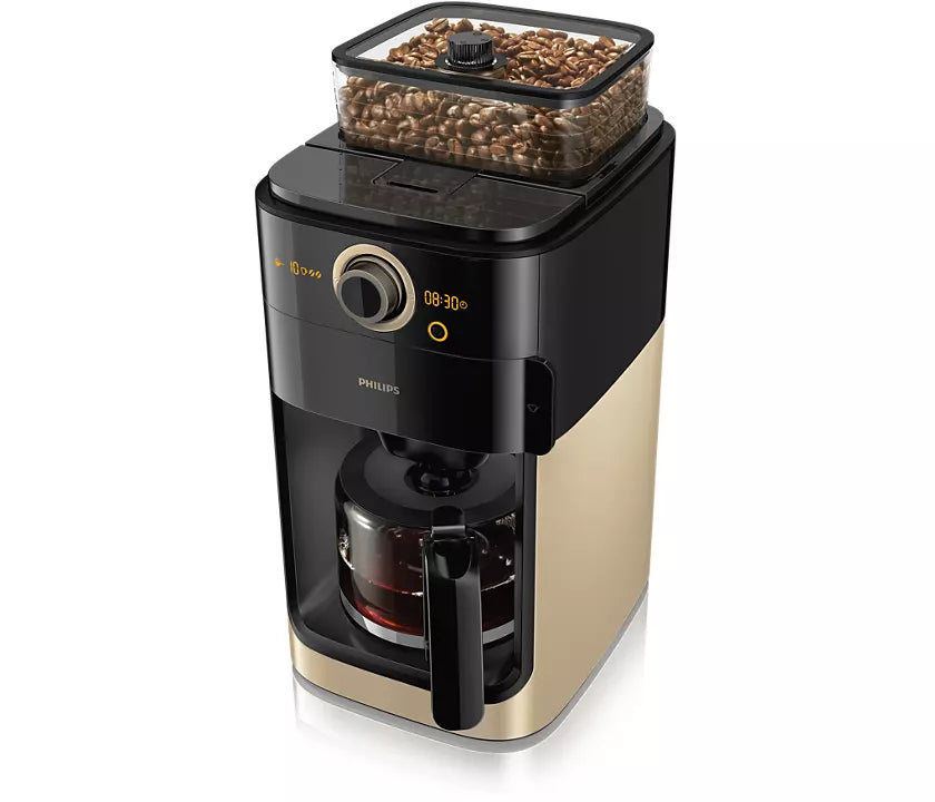 Philips HD7768/90 Grind & Brew Kaffemaskine med Integreret kaffekværn & Timer - Metallisk champagne