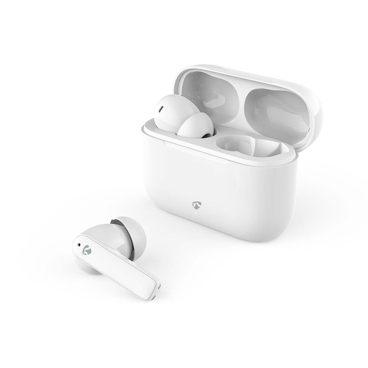 Nedis - Fuldt Trådløse hovedtelefoner | ENC (Environmental Noise Cancelling) | Bluetooth® | Batteri 1 driftstid ved standardbrug: 1440 min | Touch Control | Opladningsholder | Trådløs opladningsetui | Indbygget mikrofon | Understøtter stemmestyring | S...
