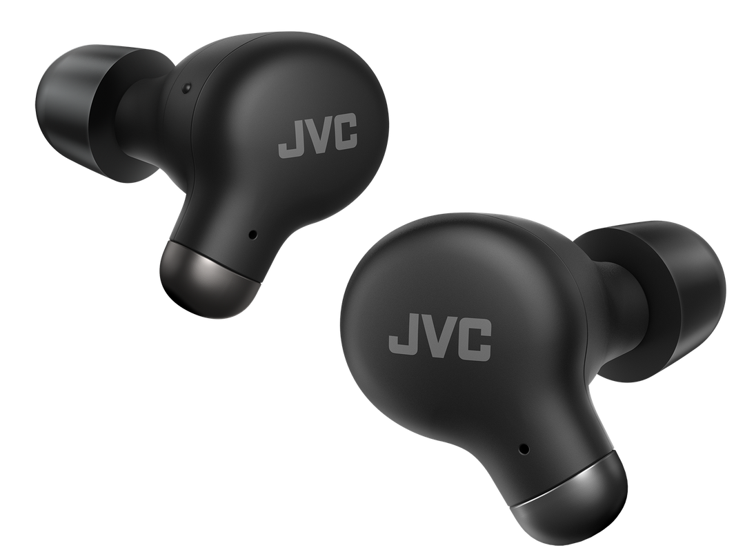 JVC HA-A25T-BU trådløse in-ear høretelefoner med støjreduktion i sort farve set fra siden
