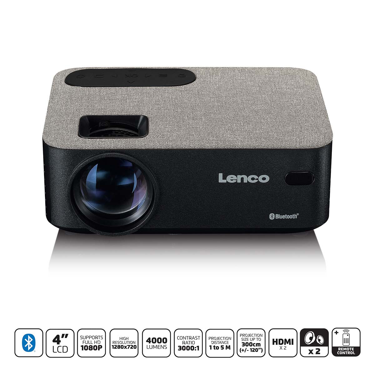 Lenco - HD 720P LCD-projektor med Bluetooth Grey - LPJ-700BKGY