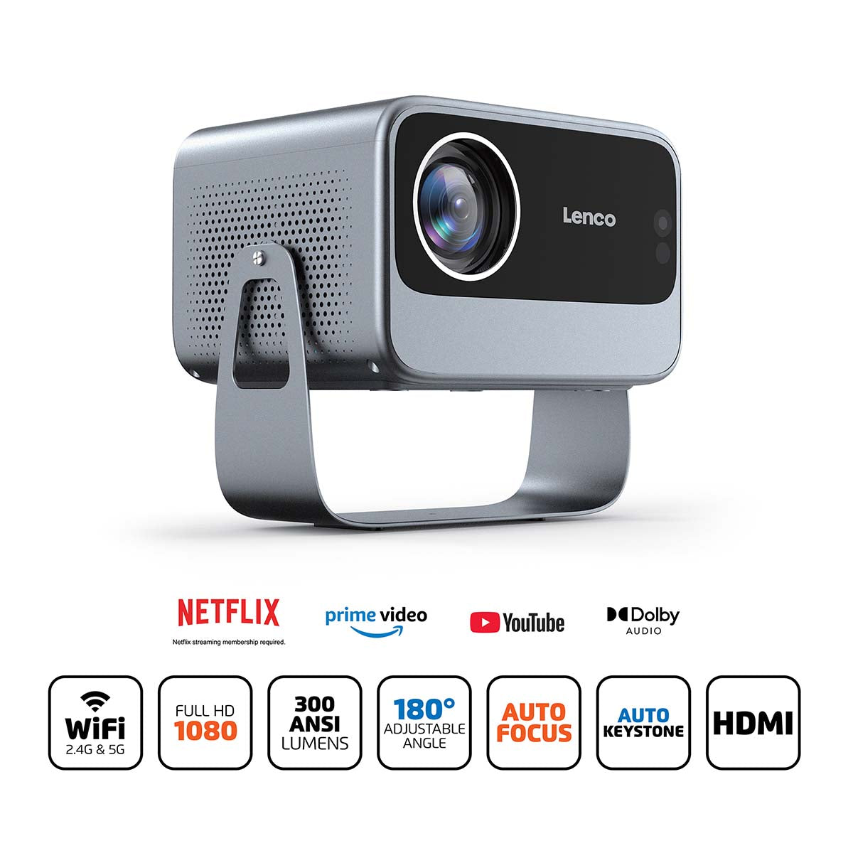 Lenco - Full HD 1080P LCD-projektor med Wi-Fi - LPJ-960SI