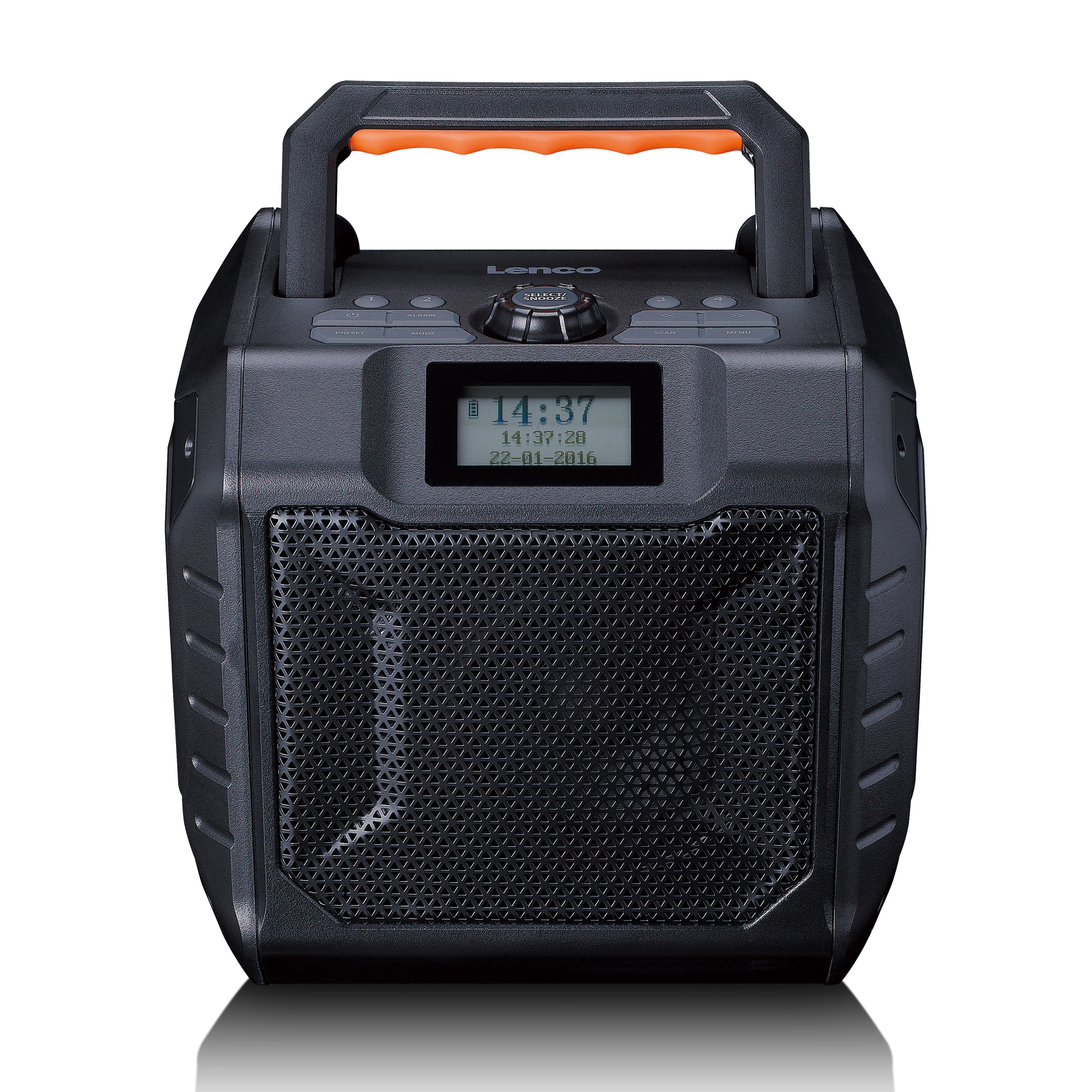 Lenco - Kraftig bærbar udendørs DAB+/FM-radio med Bluetooth® IPX5 vandafvisende Grå - ODR-160GY