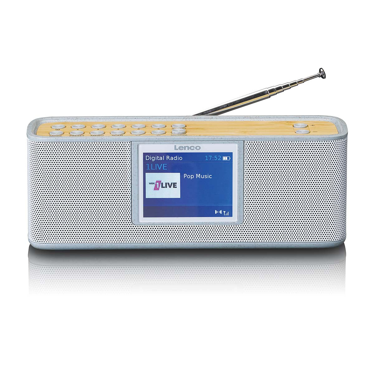 Lenco - DAB/FM med 2,4" farvedisplay Bluetooth® genopladeligt batteri Grå - PDR-046GY