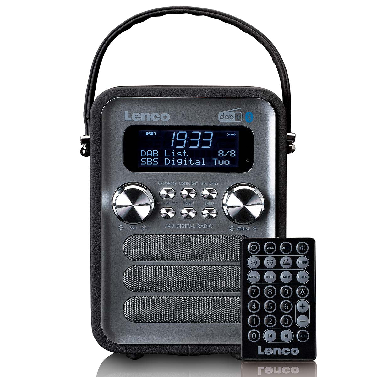 Lenco - Bærbar DAB+ FM-radio med Bluetooth® og AUX-indgang, genopladeligt batteri Sort - PDR-051BKSI