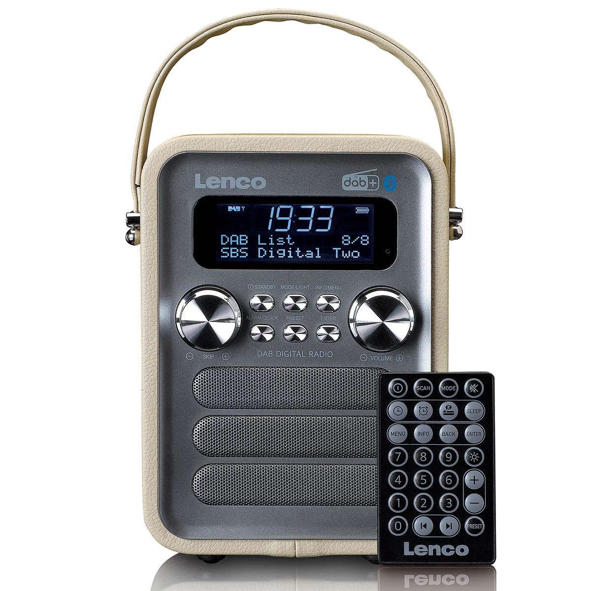 Lenco - Bærbar DAB+ FM-radio med Bluetooth® og AUX-indgang, genopladeligt batteri Taupe - PDR-051TPSI