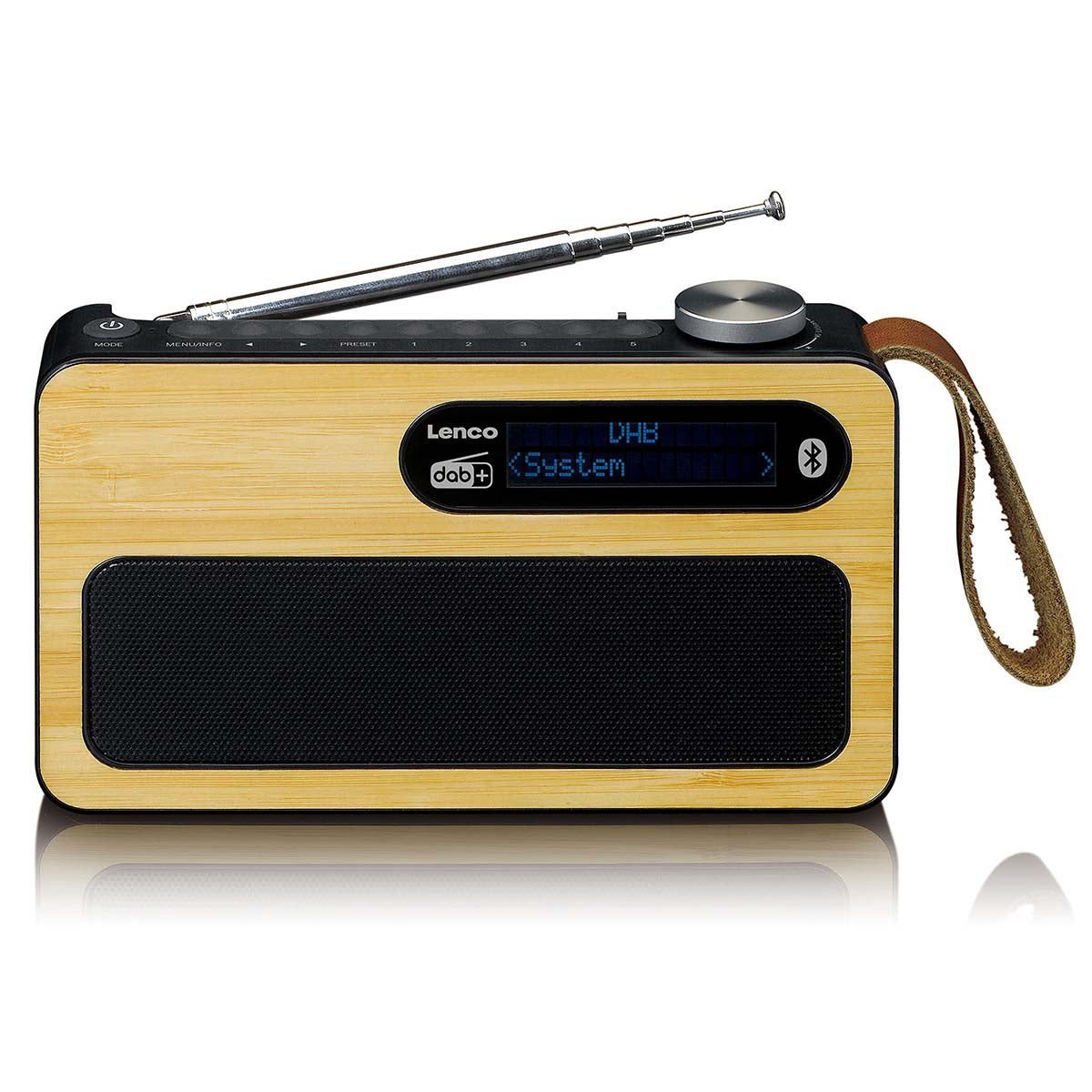 Lenco - Bærbar DAB+/ FM-radio med Bluetooth® Bamboo Black - PDR040BAMBOOBK