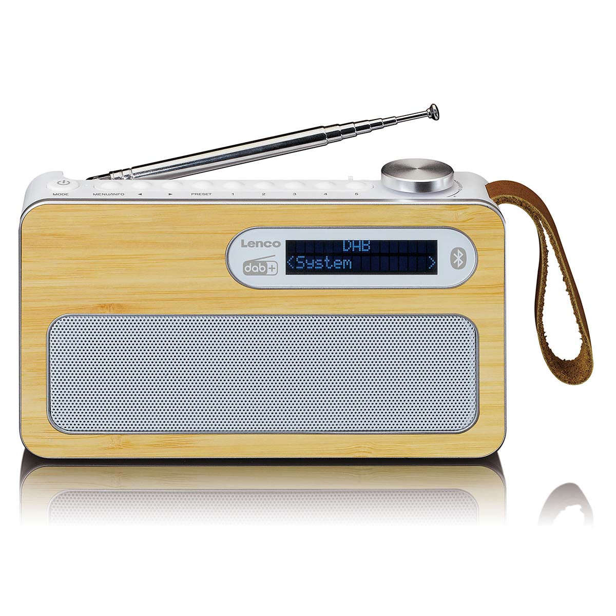 Lenco - Bærbar DAB+/ FM-radio med Bluetooth® Bamboo White - PDR040BAMBOOWH