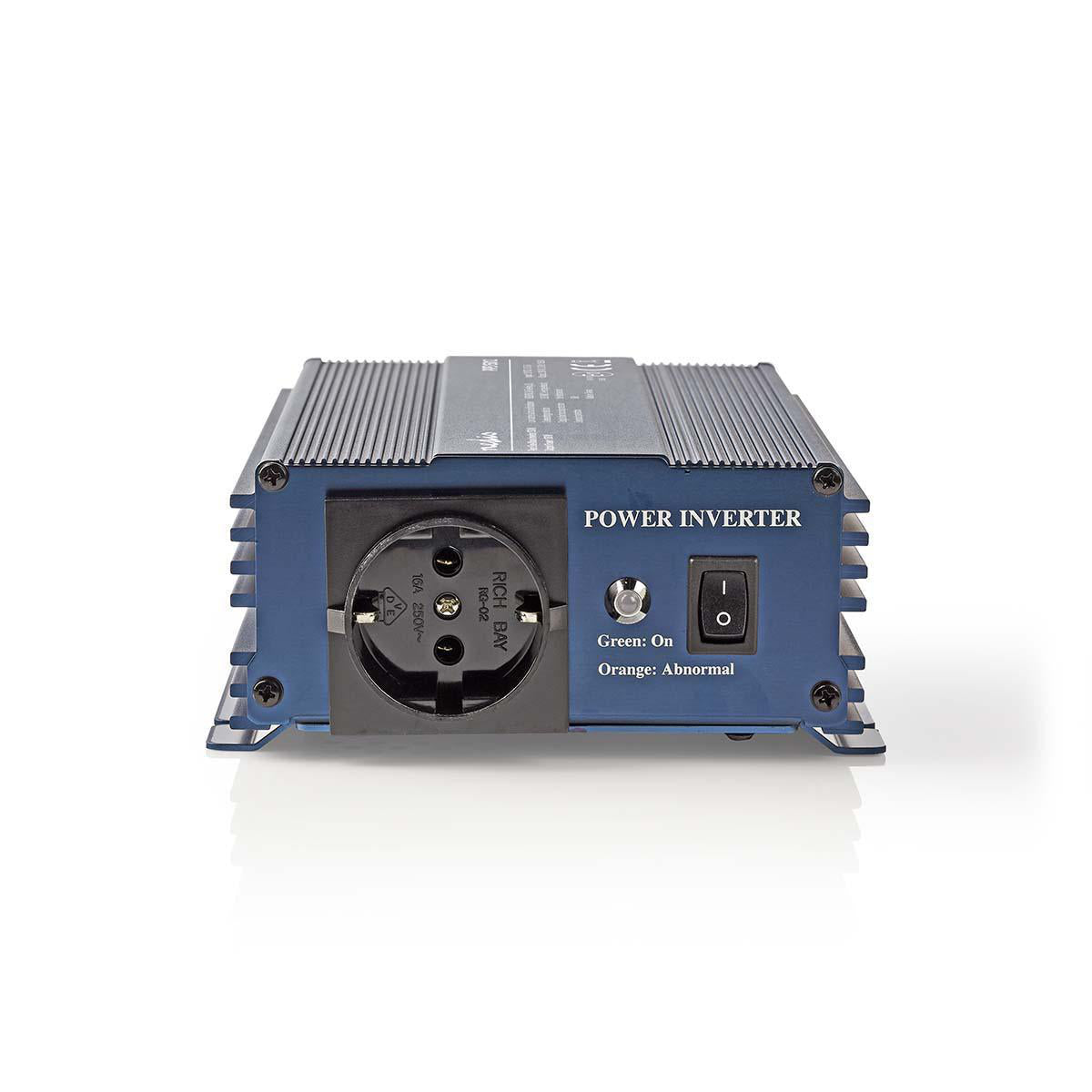 Nedis - Vekselretter med Ren Sinusbølge | Indgangsspænding: 12 V DC | Enhedens strømudgangsforbindelse: Type F (CEE 7/3) | 230 V AC 50 Hz | 150 W | Peak-effekt: 300 W | Stik til cigarettænder | Ren Sinuskurve | Sikring | Blå - PIPS15012