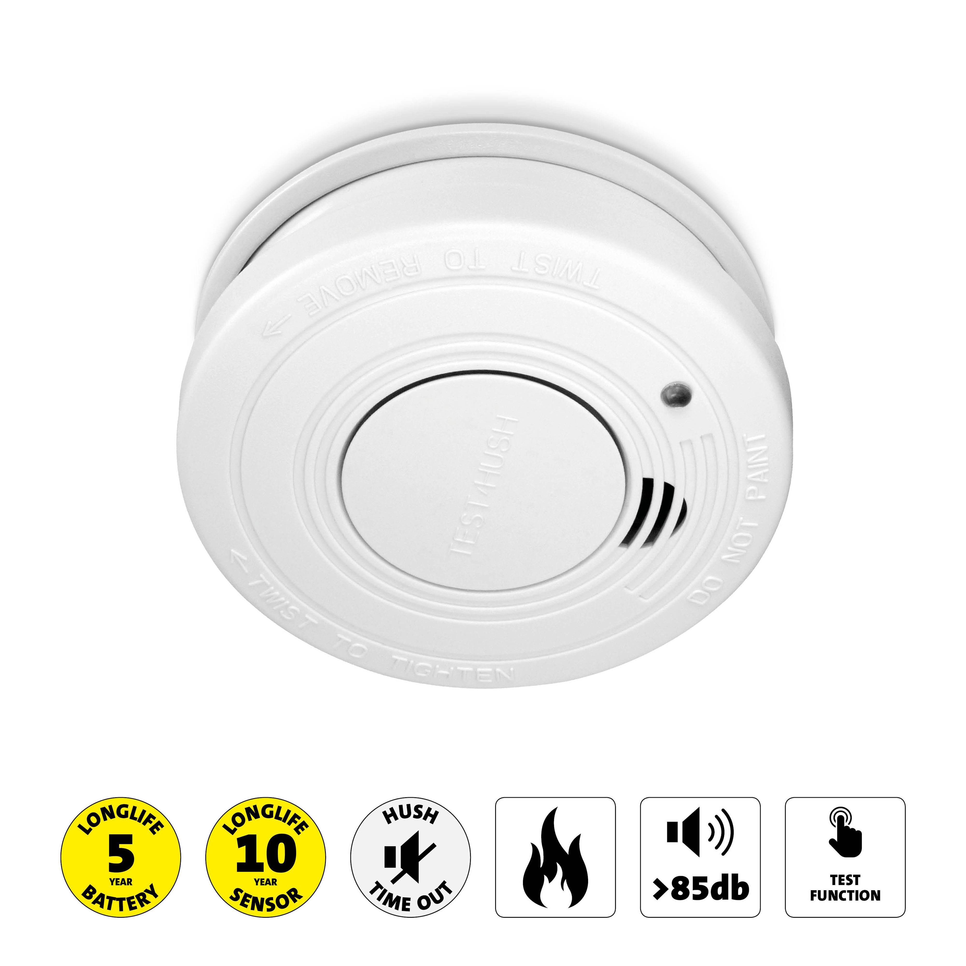 Alecto - Røgalarm med 5 års batteri Hvid - SA-19-5