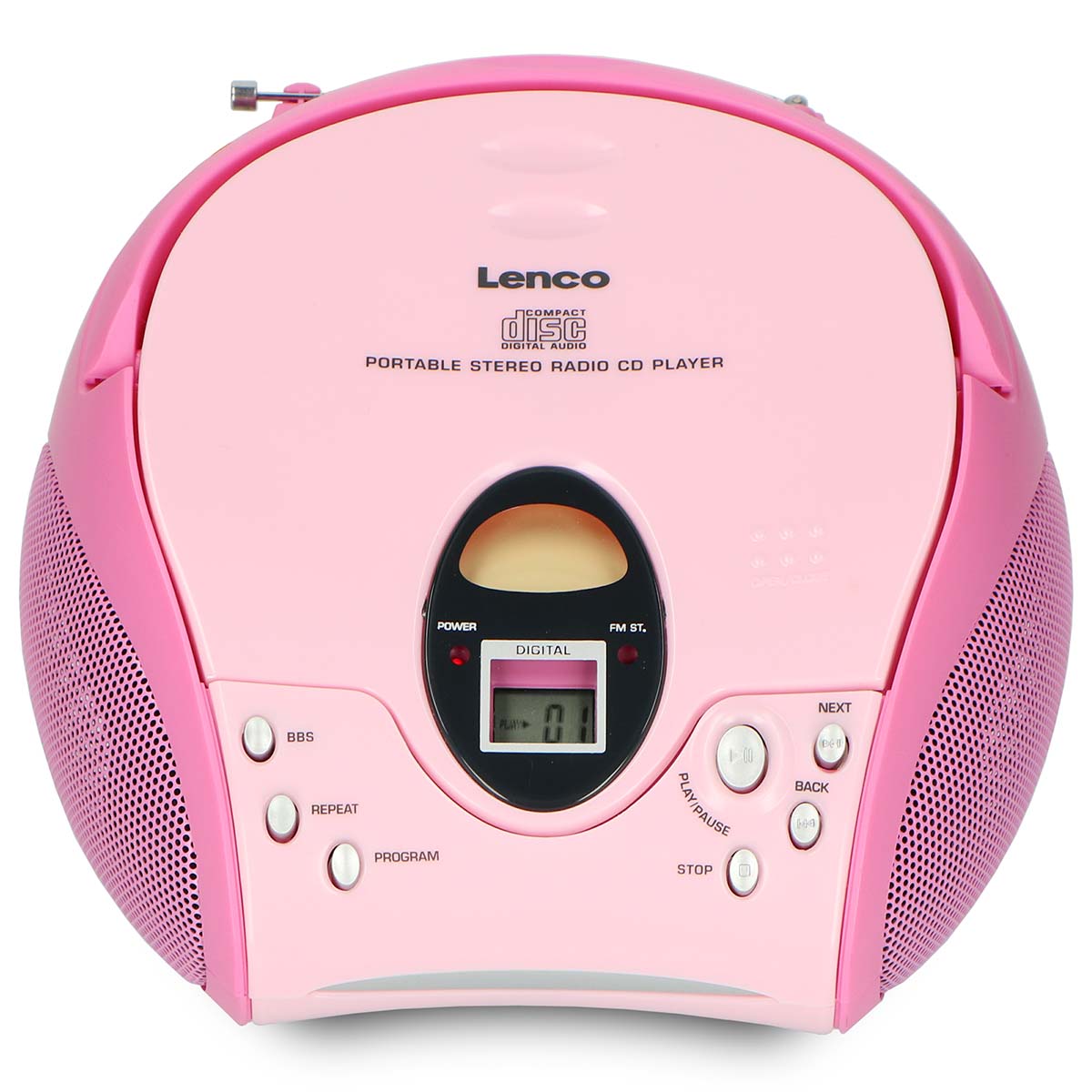 Lenco - Bærbar FM-radio med CD Pink - SCD-24 PINK