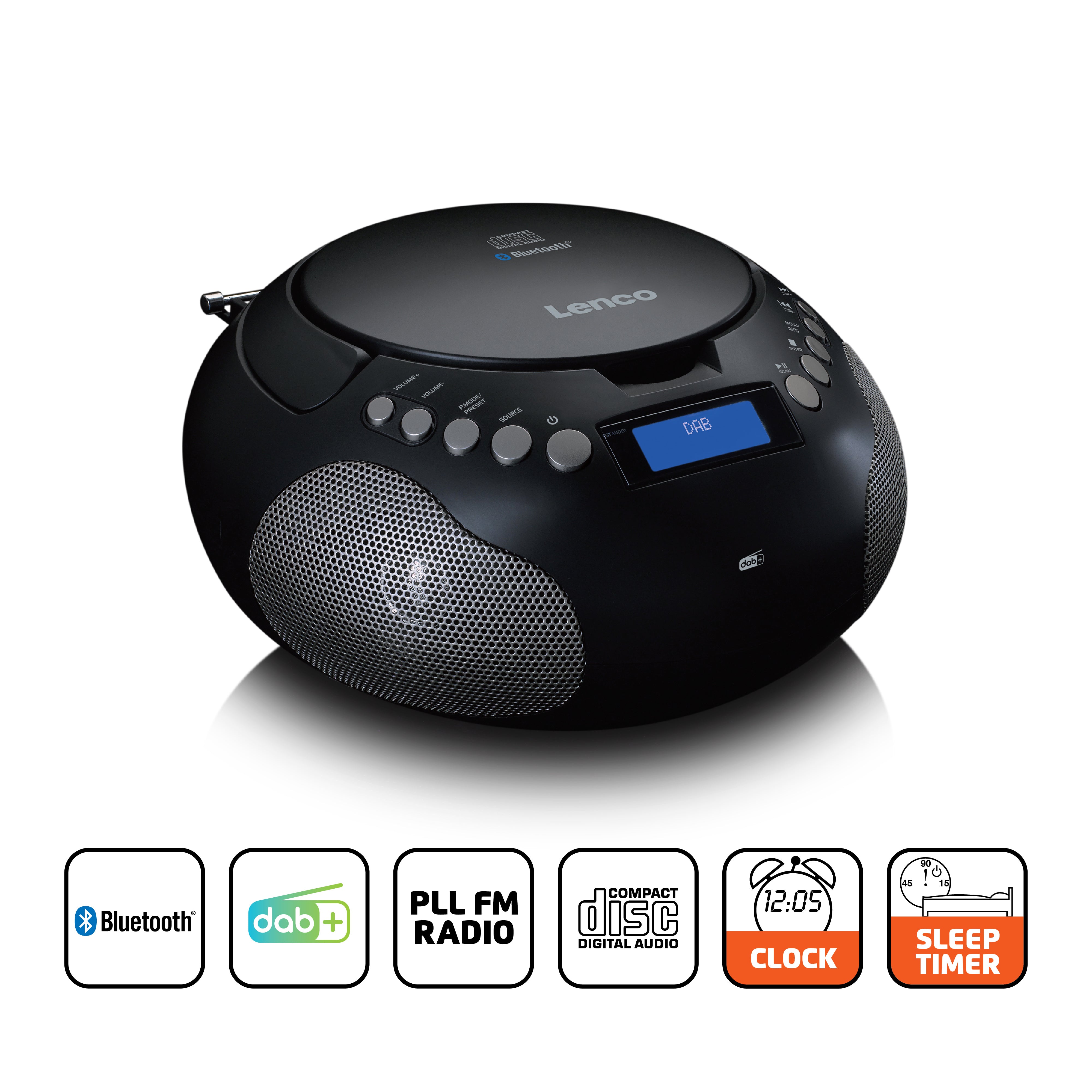 Lenco - Boombox med DAB+/ FM-radio og Bluetooth® Sort - SCD-341BK