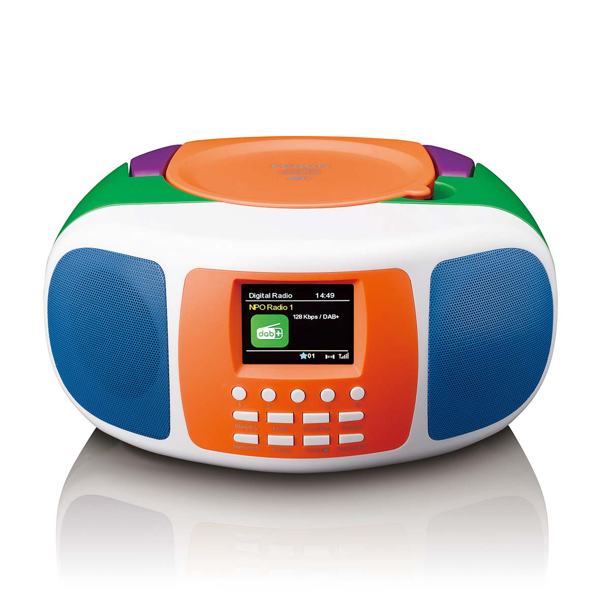 Lenco - Bærbar DAB+/FM-radio med Bluetooth®, cd-afspiller og stort LCD-farvedisplay Glade farver til børn - SCD-861KIDS