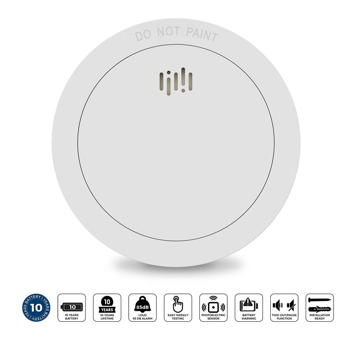 Alecto - Smoke detector with 10 years battery and sensor runtime White - SD1030