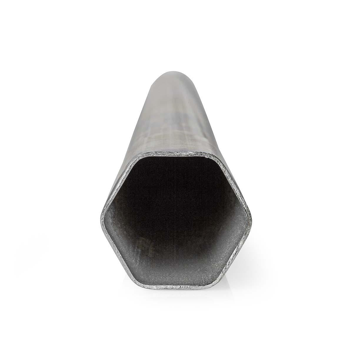 Nedis satellit mast med en længde på 1,00 meter lavet af stål i sølvfarve, set fra enden med en sekskantet åbning