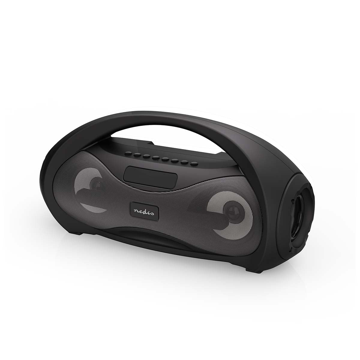 Nedis - Bluetooth® Party Boombox | 420 min | 2.0 | 24 W | Audio / video / datakilder: Line / SD / USB | Kan parres | Håndtag | Fest lys | Sort - SPBB406BK