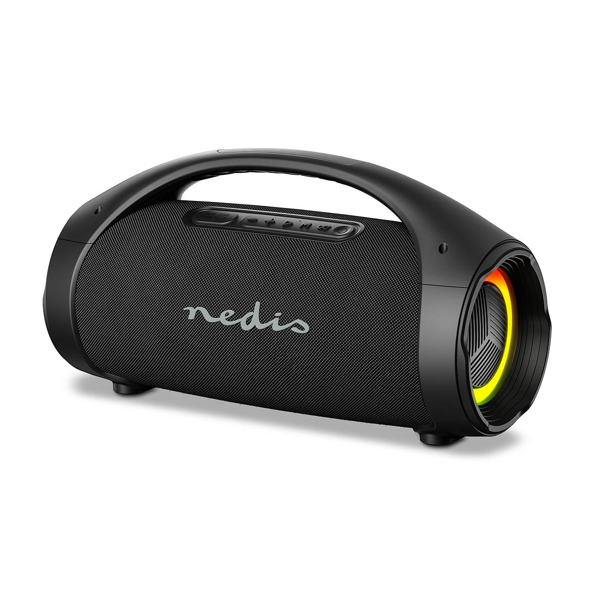 Nedis - Bluetooth® Party Boombox | 540 min | 2.2 | 150 W | Audio / video / datakilder: Bluetooth / Line / USB | IPX5 | Kan parres | Håndtag | Fest lys | Sort - SPBB415BK