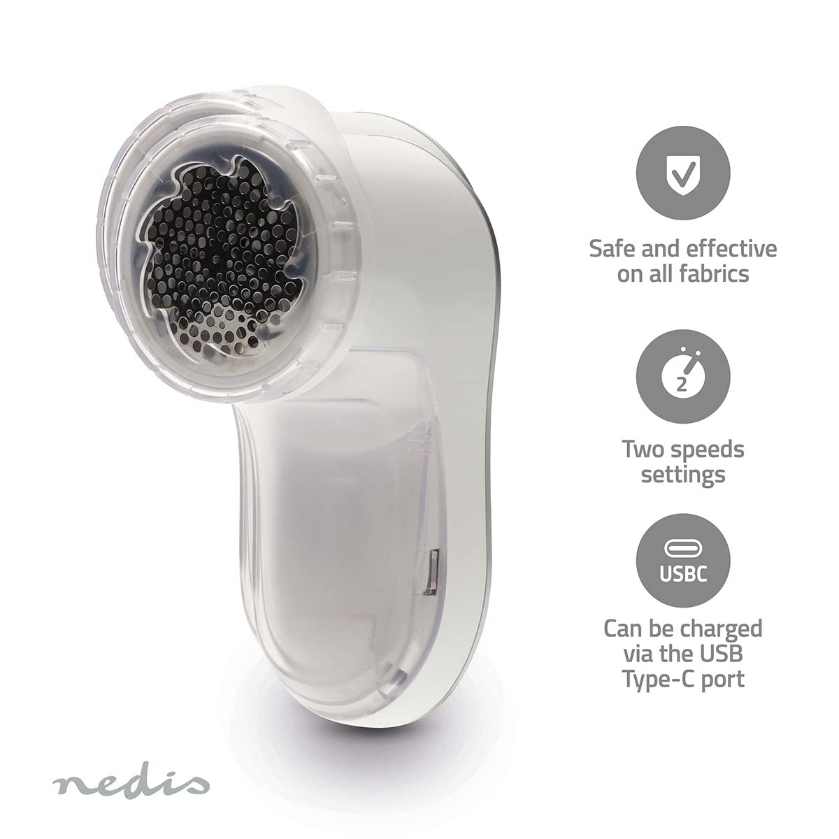 Nedis - Lint Remover | Built-In Lithium-Ion | Clothes - VCRLR10WT - Butik24