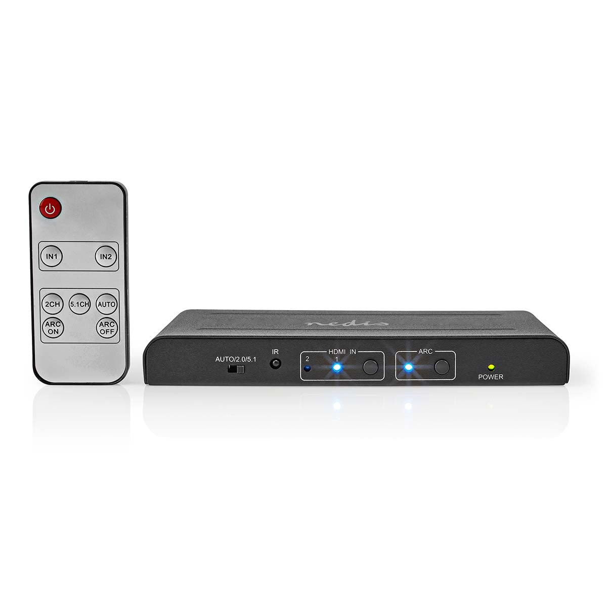 Nedis - HDMI ™ Extractor | 2x HDMI™ Input | TosLink Female / 1x 3.5 mm / 1x HDMI™ Output / 2x RCA | Maksimal opløsning: 4K@60Hz | 18 Gbps | Metal | Antracit | Box - VEXT3480AT