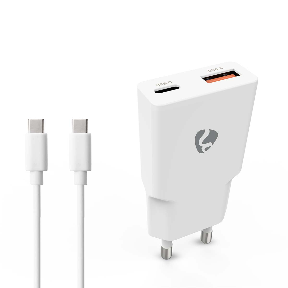 Nedis - Vægoplader | 30 W | GaN | PD3.0 30W | Hurtigopladningsfunktion | 1.5 / 2.0 / 2.5 / 3.0 A | Antal output: 2 | USB-A / USB-C™ | USB-C™ (Løs) kabel | 1.50 m | Automatisk Valgt Spænding | Hvid - WCHA30WTUC