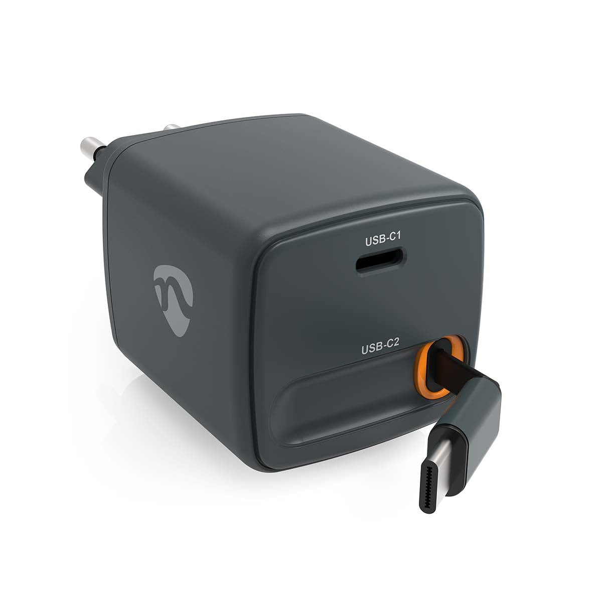 Nedis - Vægoplader | Med udtrækkeligt kabel | 30 W | GaN | PD3.0 30W | 1.5 / 2.0 / 2.5 / 3.0 A | Antal output: 1 | USB-C™ | USB-C™ udtrækkeligt kabel | 0.75 m | Automatisk Valgt Spænding | Sort - WCHARC30WBK