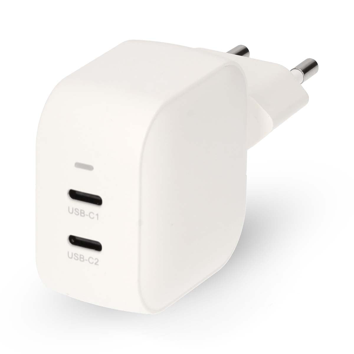Nedis - Vægoplader | 35 W | GaN | PD3.0 | Hurtigopladningsfunktion | 1.75 / 2.33 / 2.92 / 3.0 A | Antal output: 2 | 2x USB-C™ | Automatisk Valgt Spænding | Hvid - WGCHA35WWT