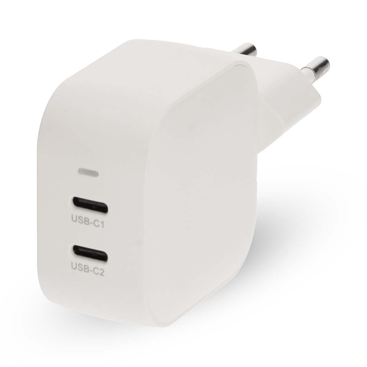 Nedis - Vægoplader | 45 W | GaN | PD3.0 | Hurtigopladningsfunktion | 2.25 A / 3.0 A | Antal output: 2 | 2x USB-C™ | Automatisk Valgt Spænding | Hvid - WGCHA45WWT