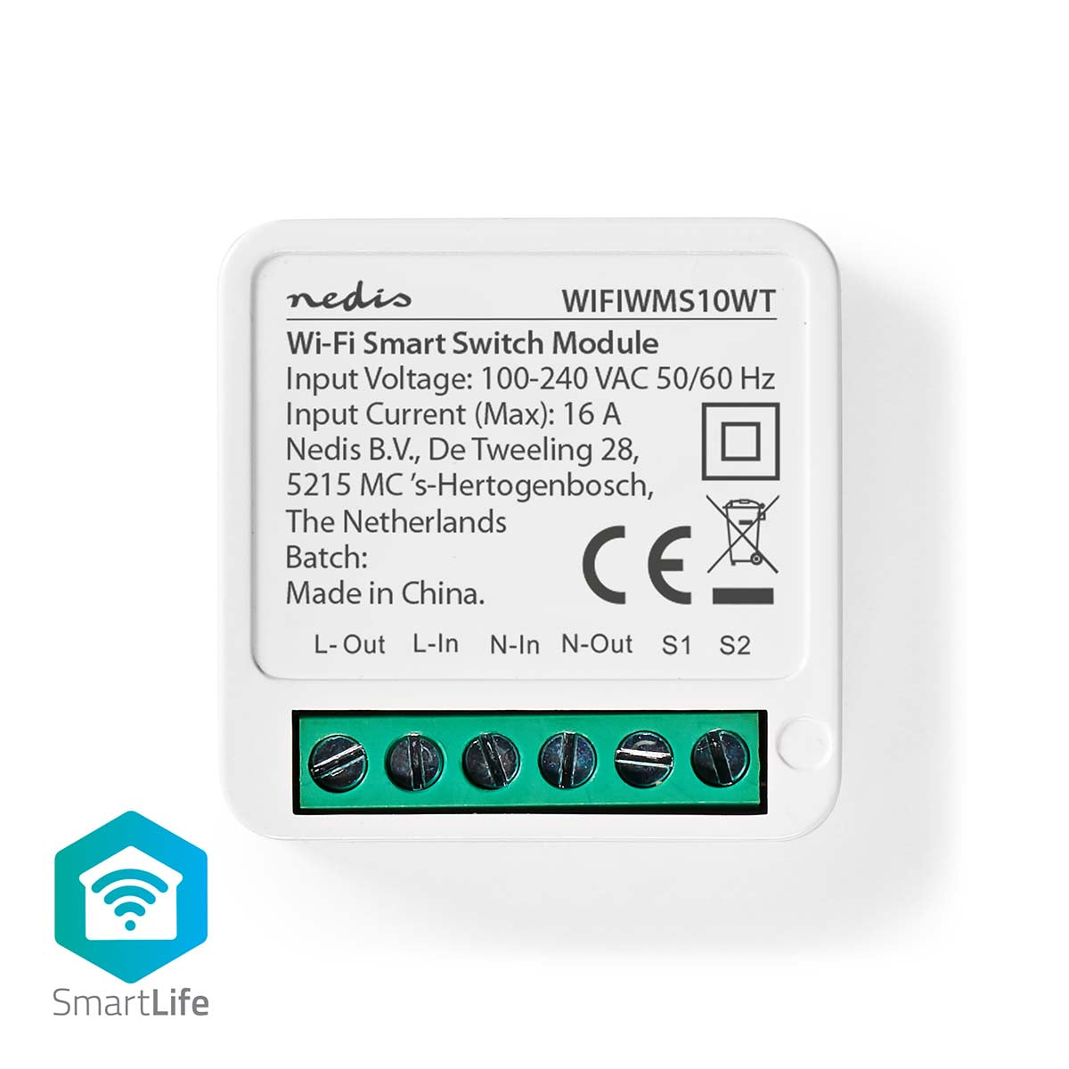 NEDIS SmartLife Afbryder | Wi-Fi | 3680 W | Terminalforbindelse | App tilgængelig til: Android™ / IOS
