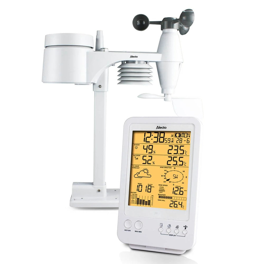 Alecto - WS-4800 Professionel vejrstation med trådløs sensor hvid