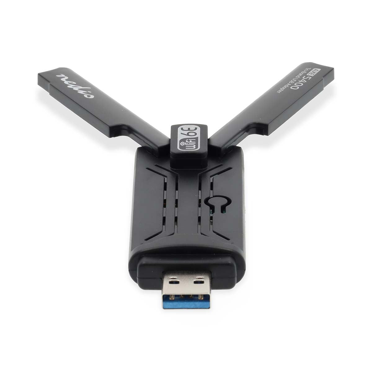 Nedis - Netværk dongle | Wi-Fi | AX5400 | 2.4/5/6 GHz (Triple Band) | USB3.0 | Wi-Fi-hastighed total: 5400 Mbps | Windows 10 / Windows 11 - WSNWA5410BK