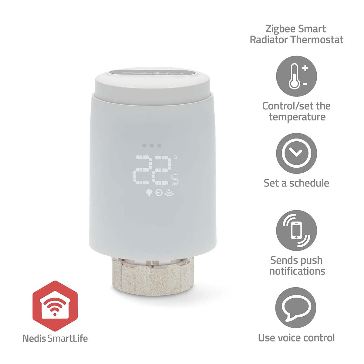 NEDIS SmartLife Radiatorstyring | Zigbee 3.0 | Batteri | LED | Android™ / IOS