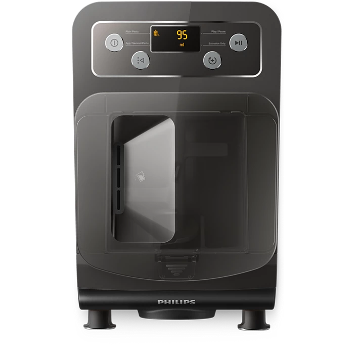 Philips HR2382/15 Avance Collection pastamaskine med digitalt display og knapper til betjening monteret på fronten samt gennemsigtig skuffe til opbevaring af ingredienser
