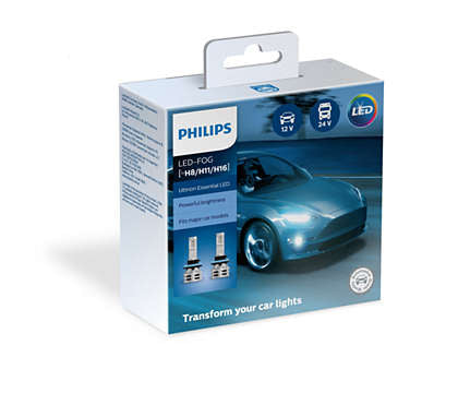 Philips Ultinon Essential LED H8/H11/H16 650K Kompakt design med bedre pasform 11366UE2X2