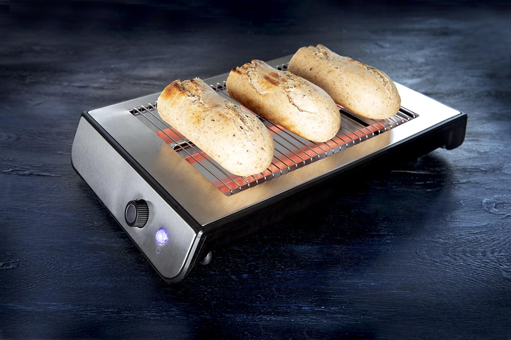 Gastronoma Flad brødrister, elektronisk timer, sort/stainless steel, 900W