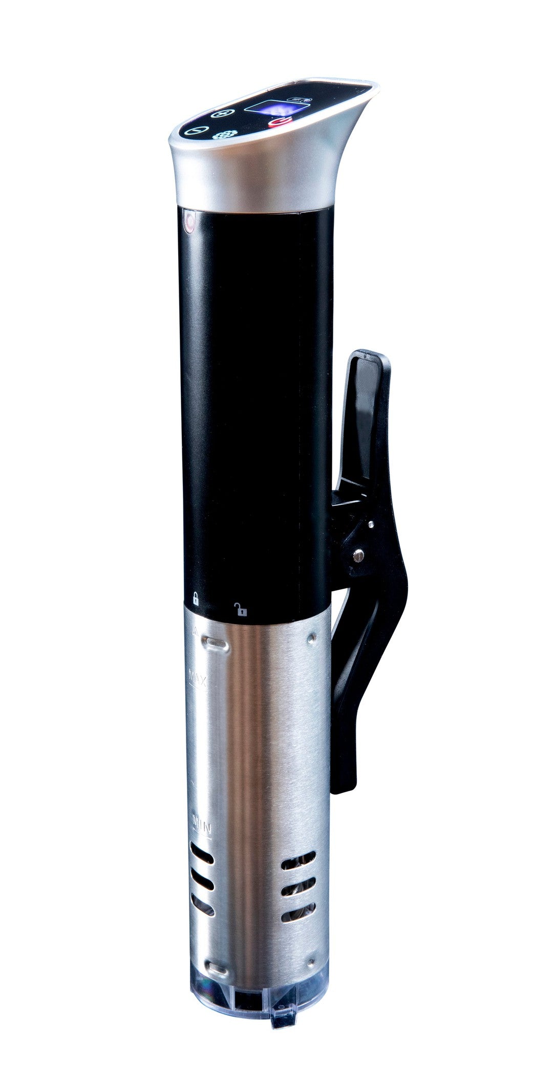 Sous vide stav med WIFI i sort og sølv farve med en effekt på 1000W og digitalt display samt betjeningsknapper