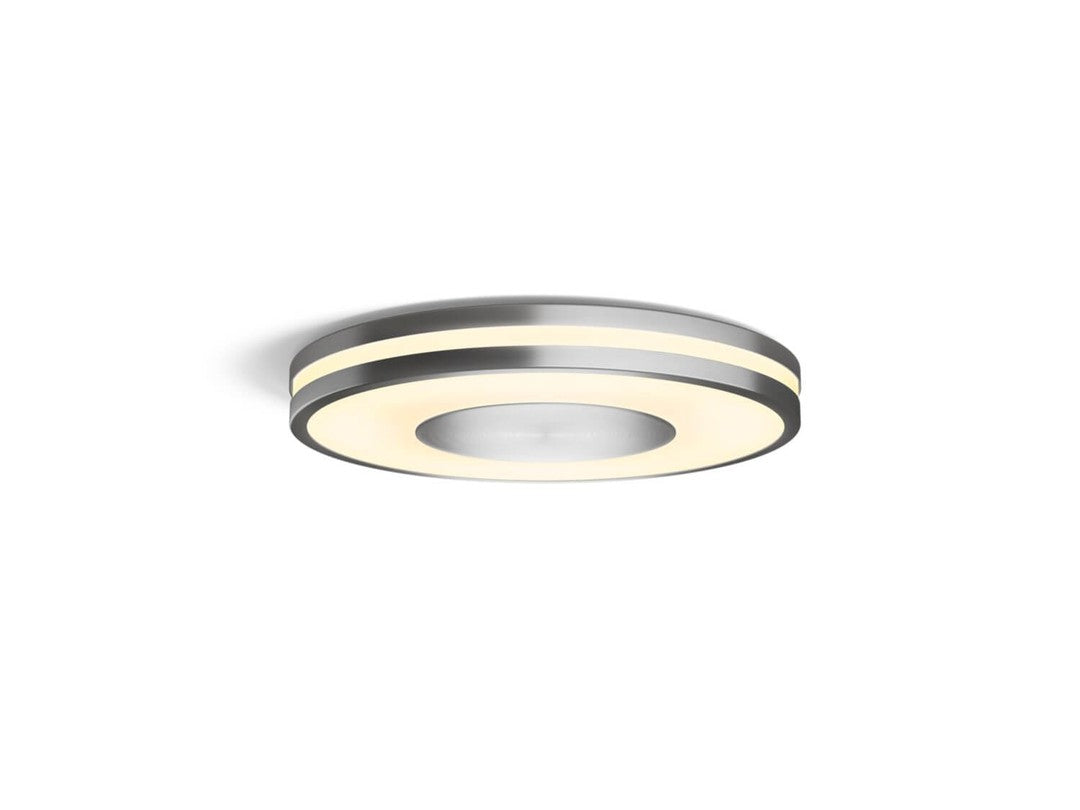 Loftlampe Philips HUE Being med et moderne cirkulært design i metal og blødt lys fra LED med to lysstriber langs kanten