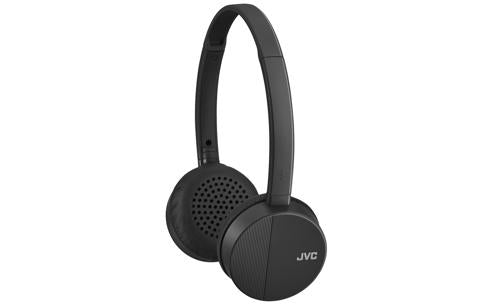 On-ear Bluetooth hovedtelefoner fra JVC i sort farve med et slankt design og komfortable puder til ører