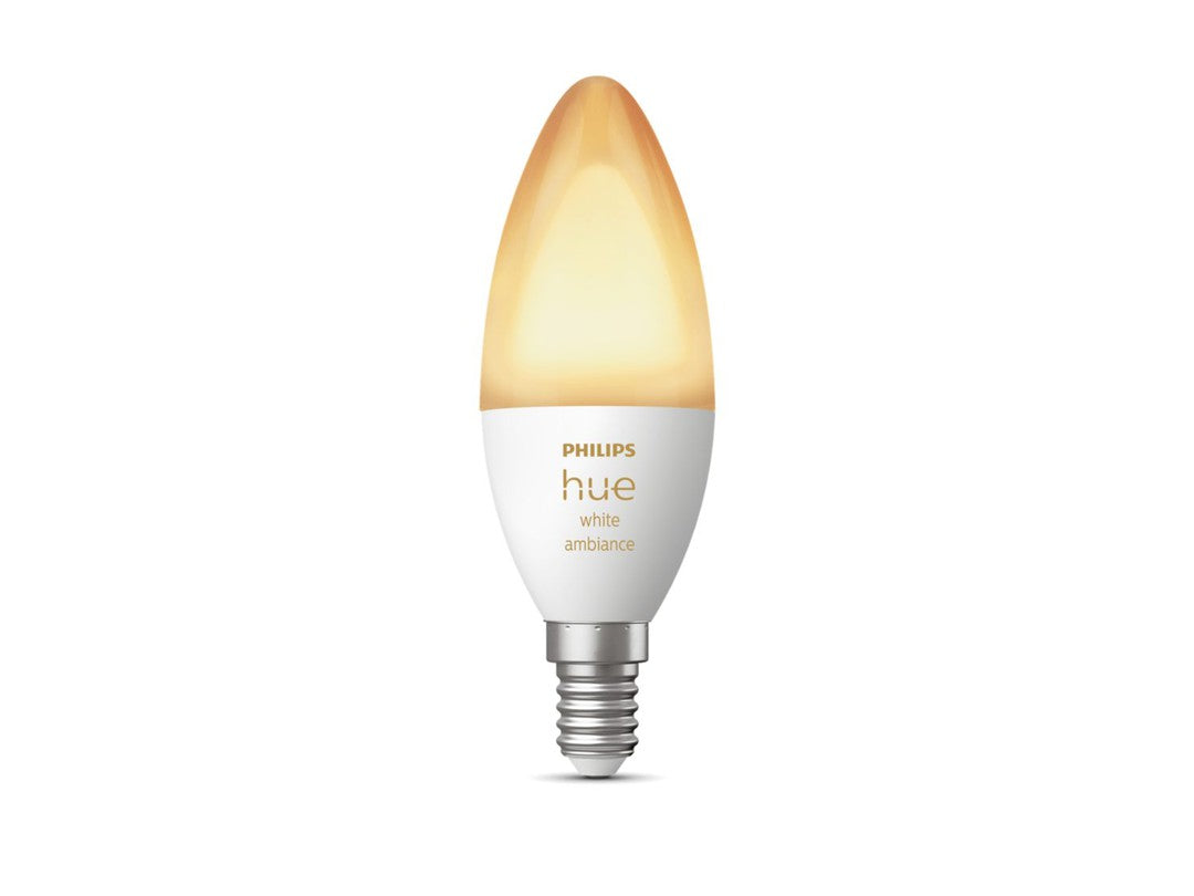 Philips White Ambiance Kertepærer 470lm E14 med en elegant form og varm hvid lysfarve designet til at skabe en behagelig atmosfære i hjemmet