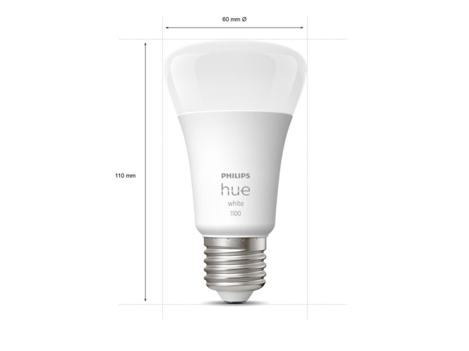 Philips Hue White Startsæt E27 1100 Lumen 3 lyskilder, 1 bridge, 1 Dimmer switch