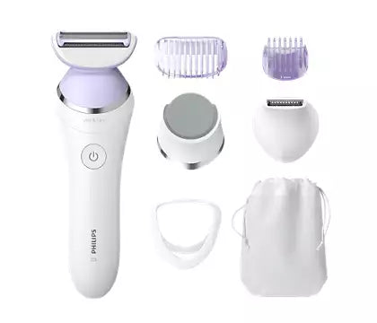 Trådløs Philips BRL175/00 SatinShave Prestige barbermaskine til våd og tør barbering med forskellige tilbehør, herunder flere barberhoved og opsætningsværktøjer samt en opbevaringspose