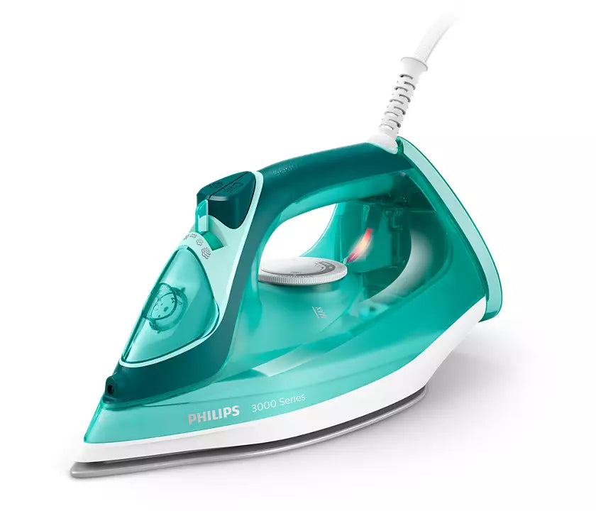 Dampstrygejern fra Philips model DST3030/70 med en effekt på 2400W og en konstant dampfunktion på 40g/min samt dampstød på 180g designet til effektiv og hurtig strygning