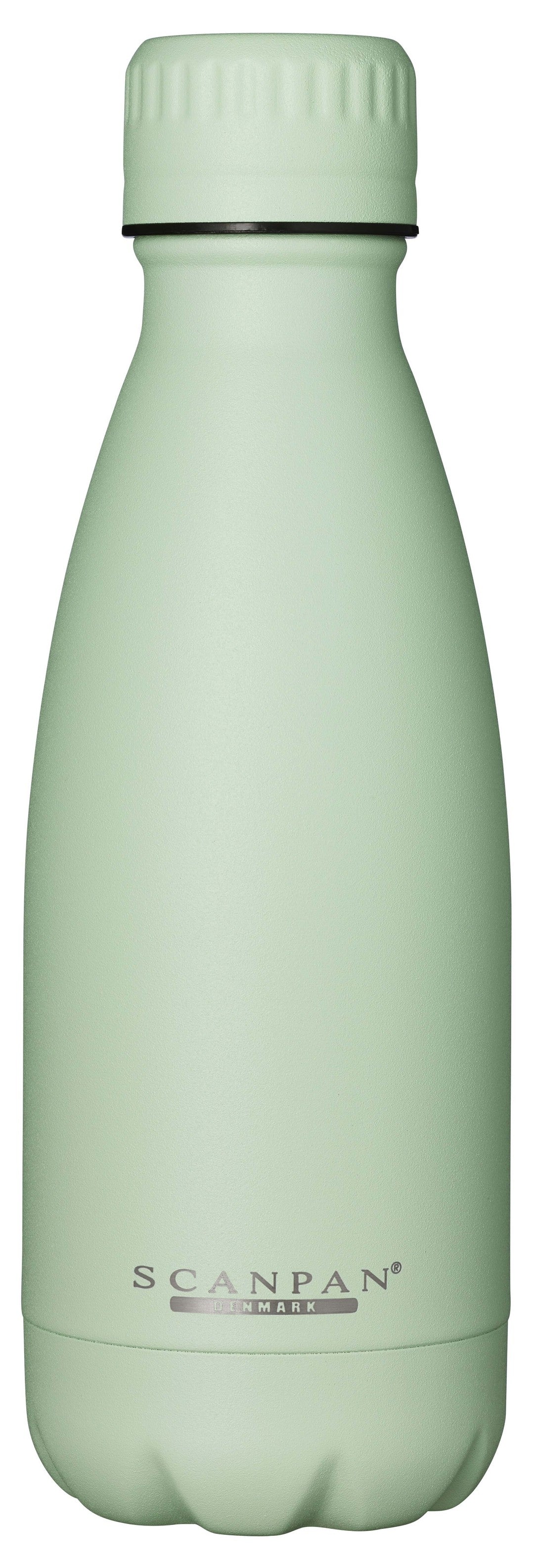 Scanpan To Go termoflaske i farven grøn te med en kapacitet på 350 ml designet til at holde drikkevarer varme eller kolde i længere tid logoet fra Scanpan synligt på flaskens side minimalistisk og stilrent design