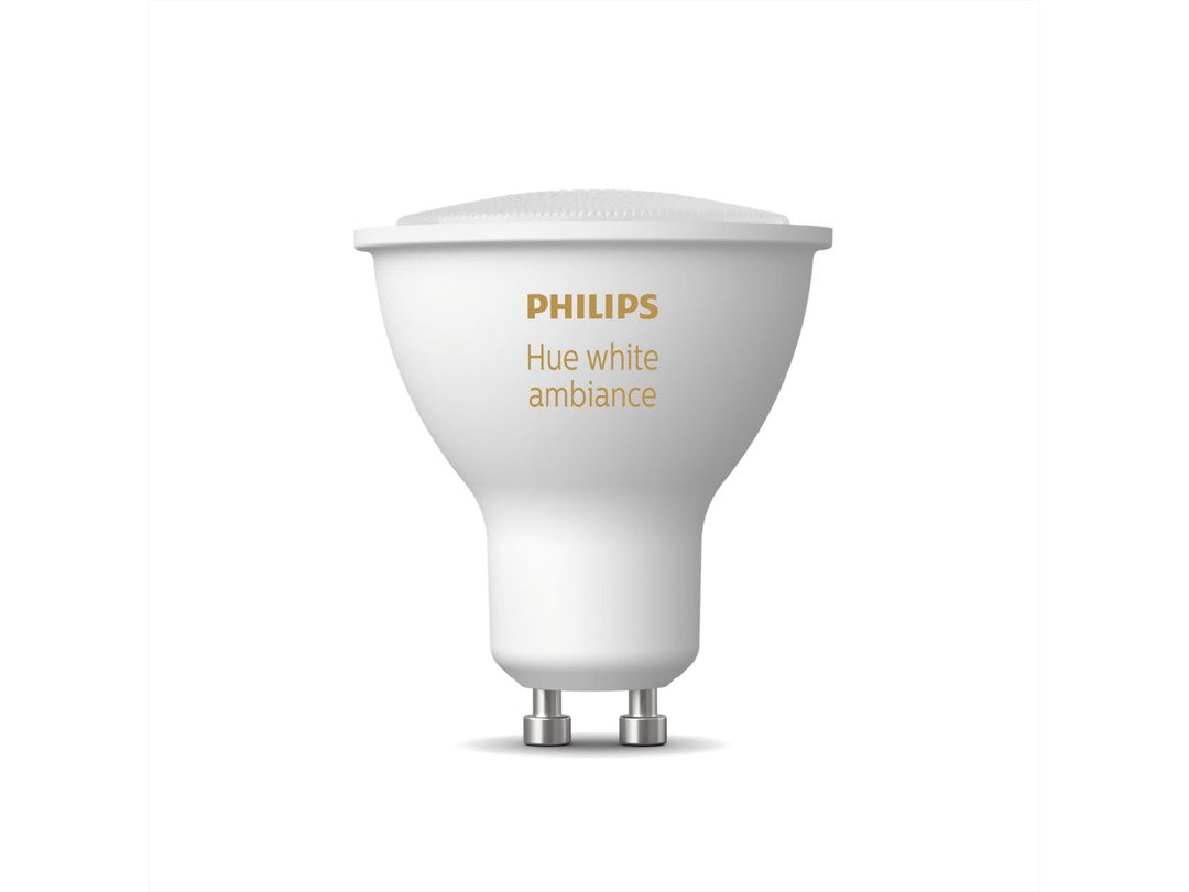 GU10 pære fra Philips med hvid ambiance og Bluetooth tilslutning, designet til at skabe en varieret belysning i hjemmet.