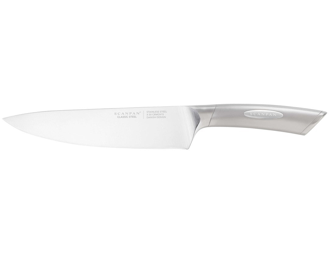 Scanpan 20 cm kokkekniv i rustfrit stål med ergonomisk greb og skarp klinge designet til præcise snit i køkkenet