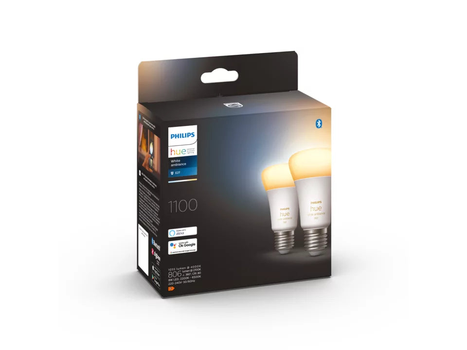 Philips Hue White Ambiance A60 E27 1100 Lumen - 2-Pak