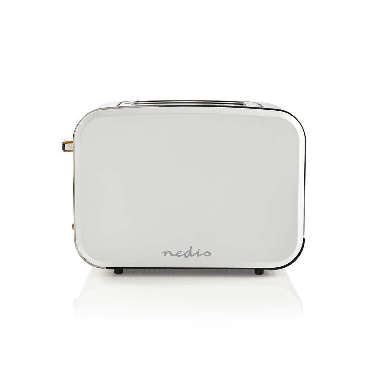 Brødrister fra Nedis Soft Touch-Serien i hvid farve med rundede kanter og et elegant design der passer ind i moderne køkkener